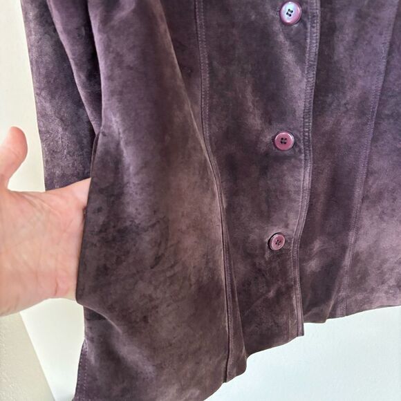 Atelier Brown Suede leather‎ Jacket / Trench Coat womens Size Medium Vintage - Picture 6 of 7